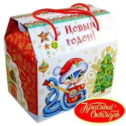 Детский новогодний подарок в картонной упаковке весом 950 грамм по цене 1108 руб в Орехово-Зуево